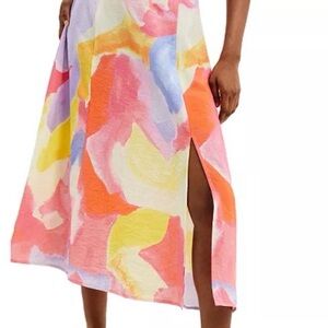 French Connection Isadora Colorful Abstract Midi Slip Skirt